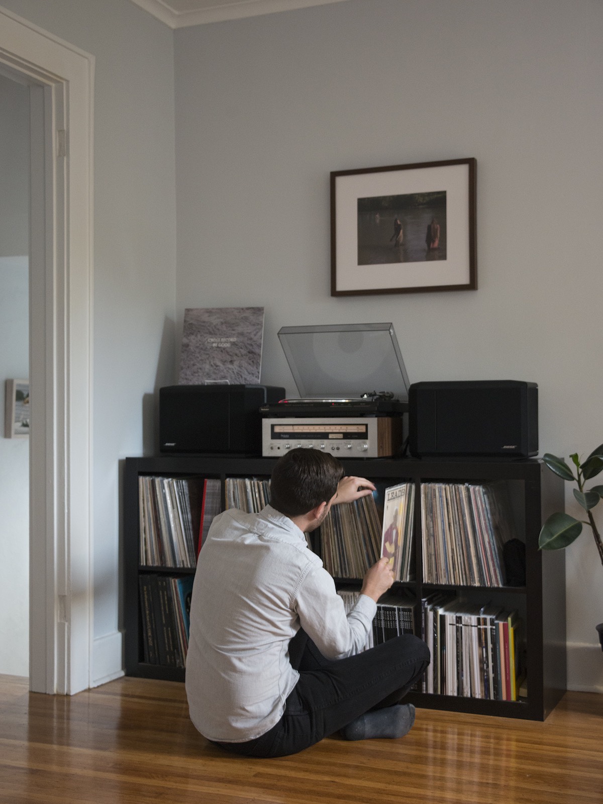 Shane Lavalette in his home studio. Photograph by Allison Beondé, 2015