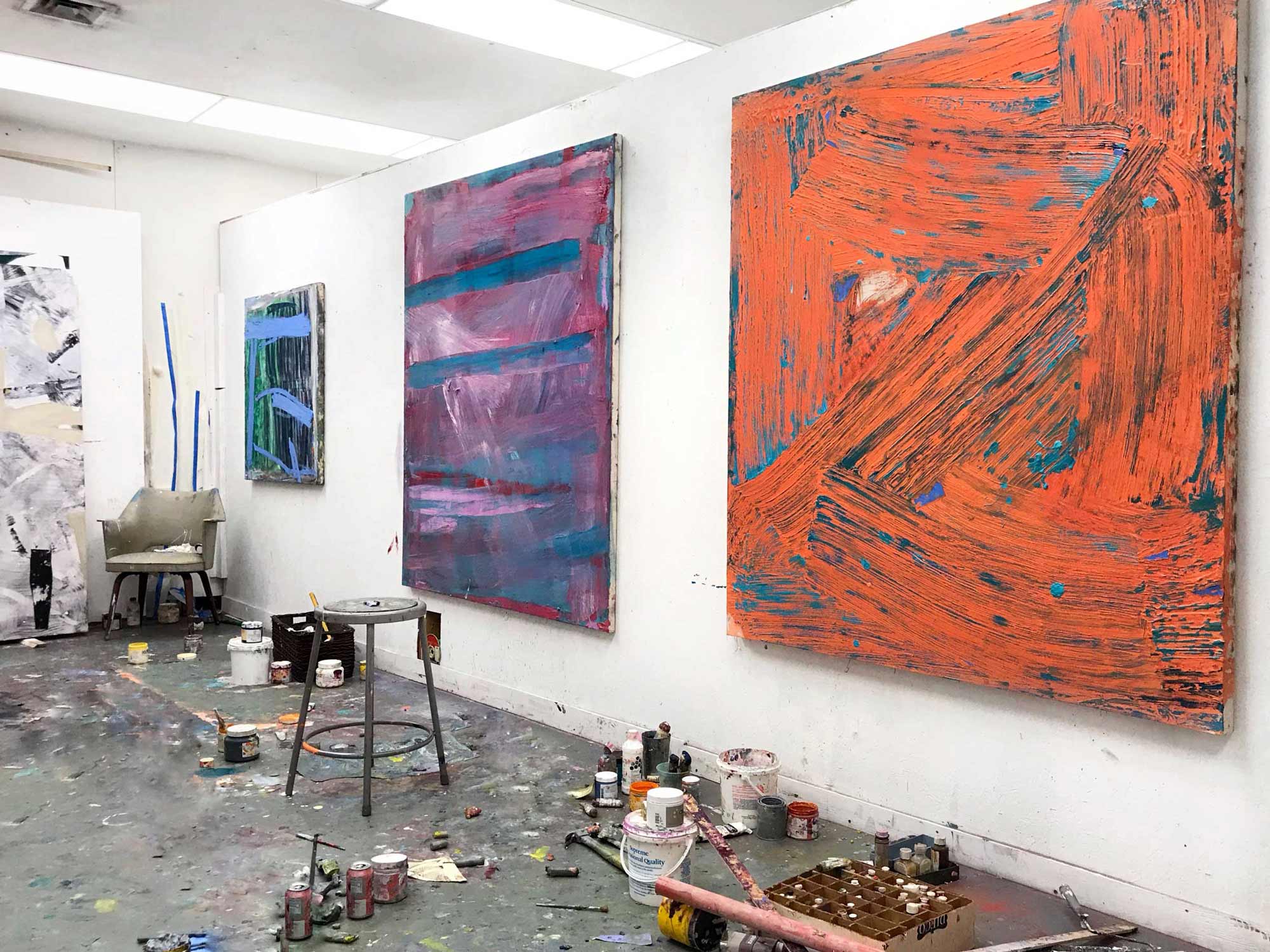 Studio view of large scale works, 2019, Tampa, FL