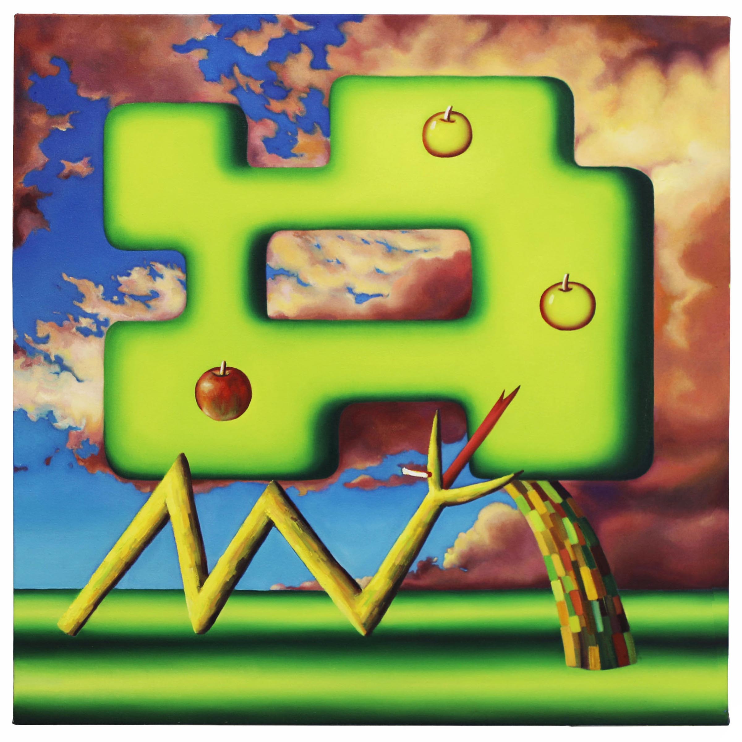 Qin-Tan_Snake-and-Tree-2_Acrylic-and-Oil-on-Canvas_36-x-36-inches